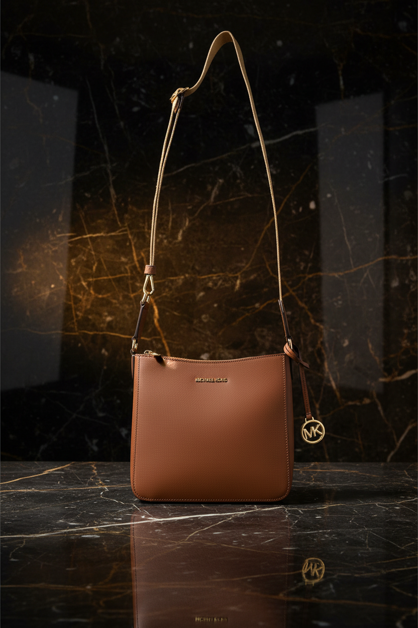 Michael Kors brun axelväska i canvas