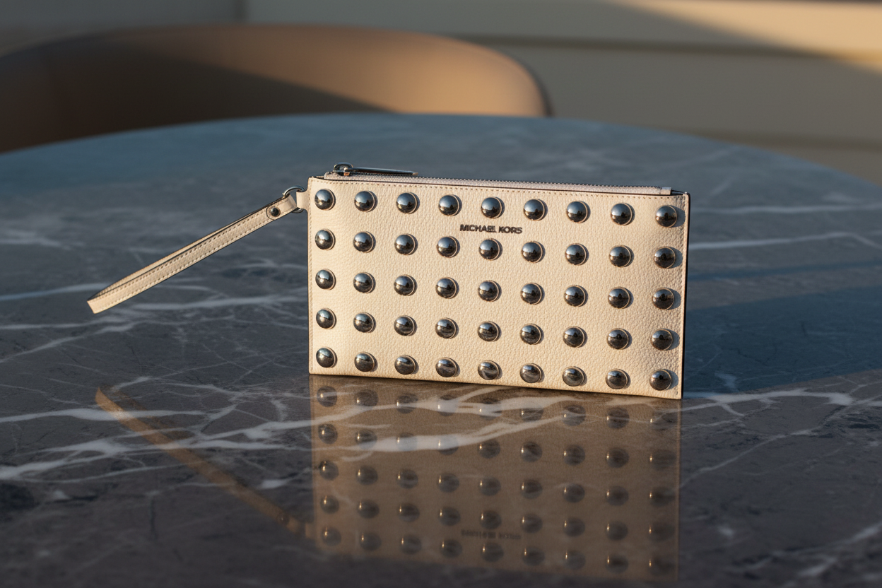 Michael Kors vit kuvertväska i läder