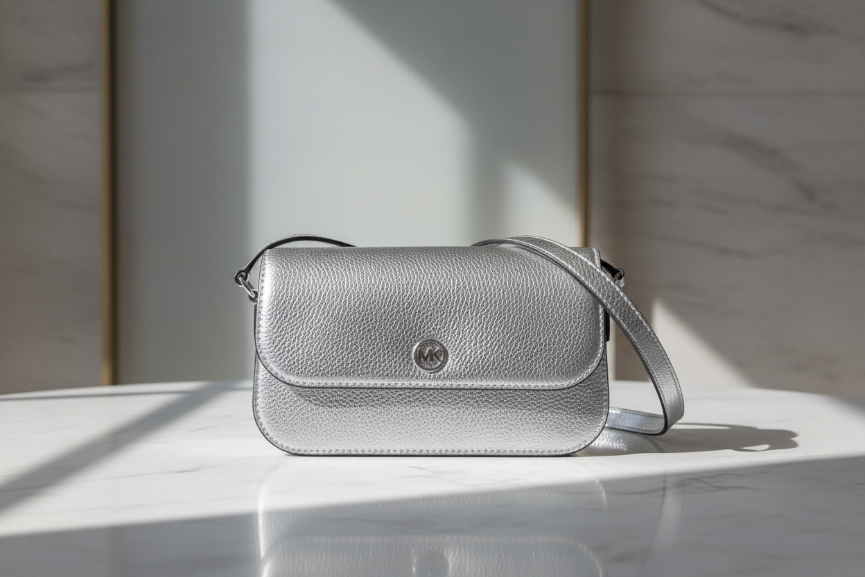 Michael Kors grå läderaxelväska