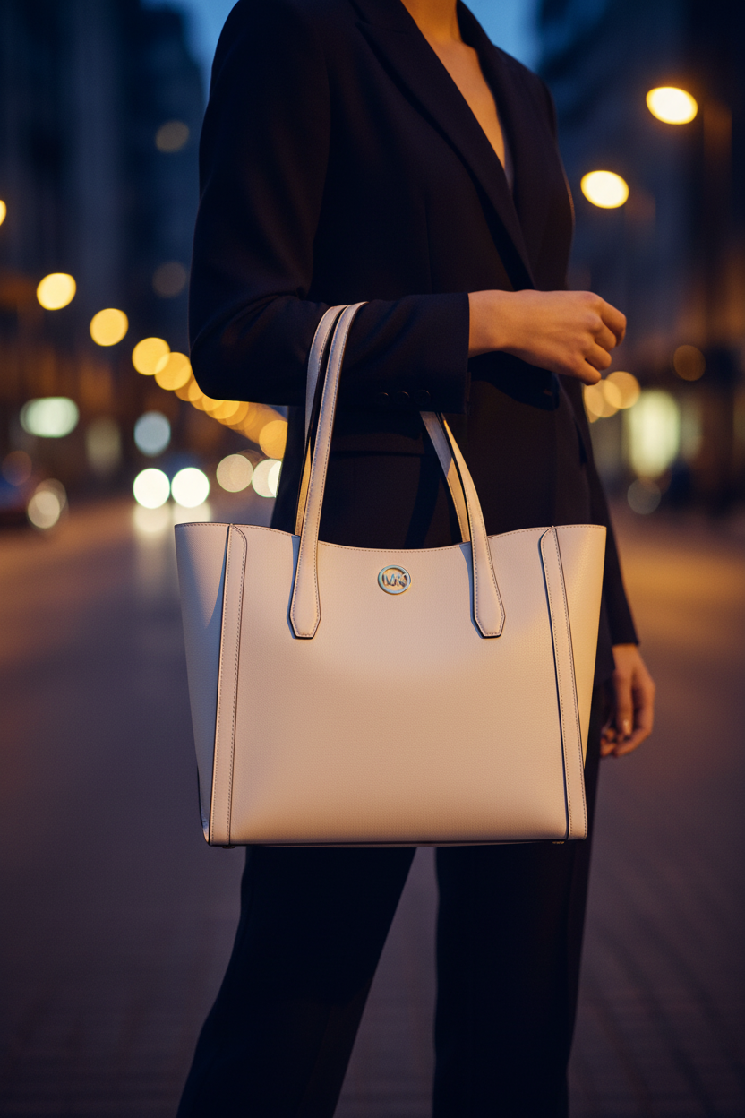 Michael Kors vit tygväska