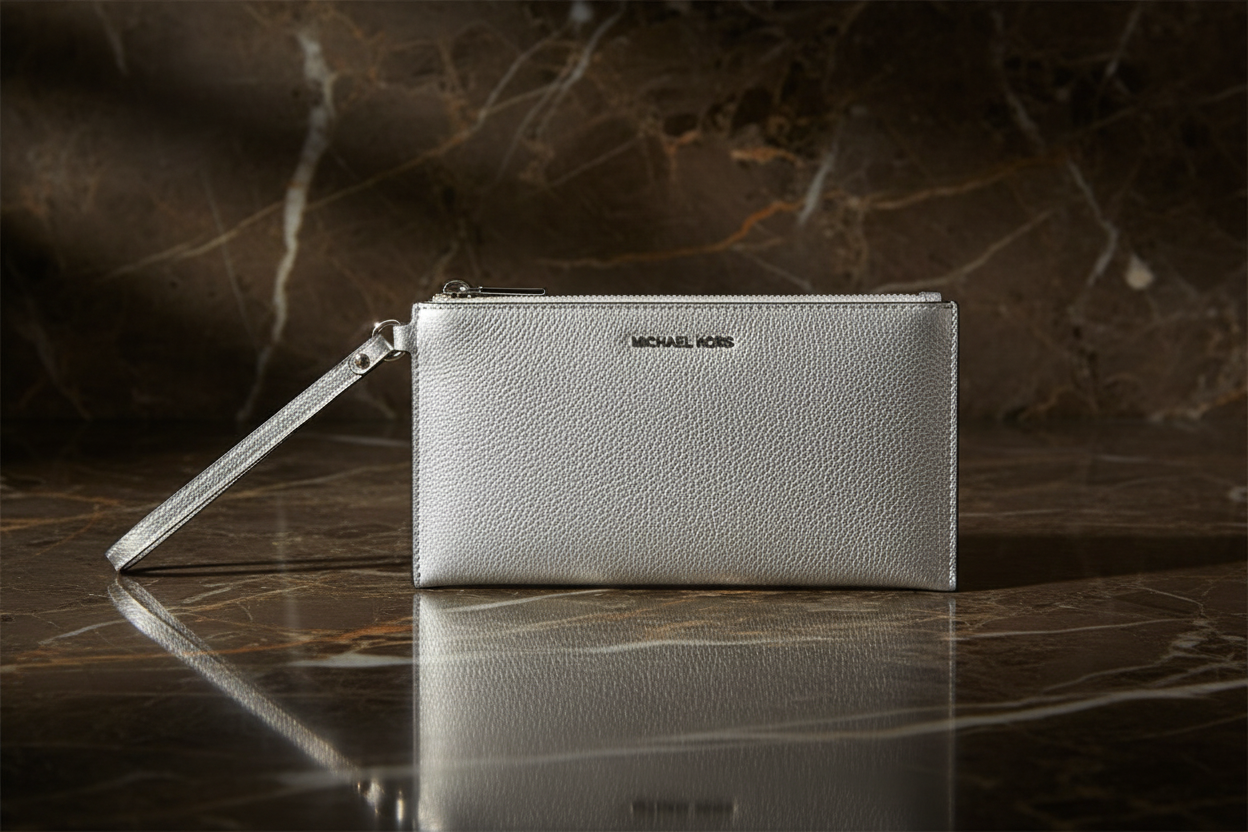 Michael Kors grå läderkuvertväska