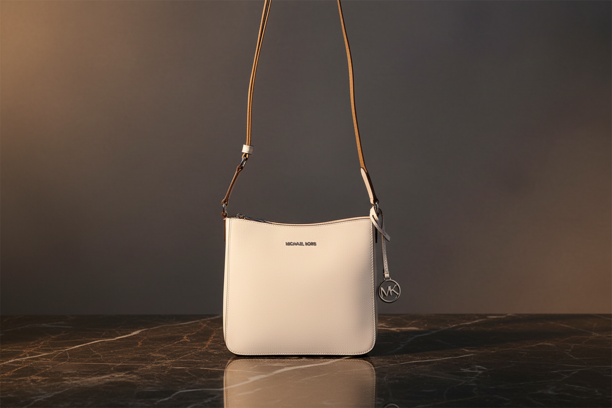 Michael Kors vit axelväska i canvas