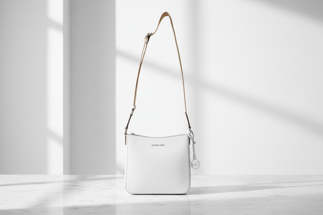 Michael Kors vit axelväska i canvas