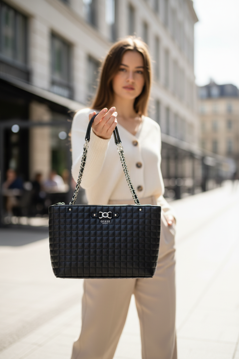 Guess Jeans Nero Poliuretano Damhandväska