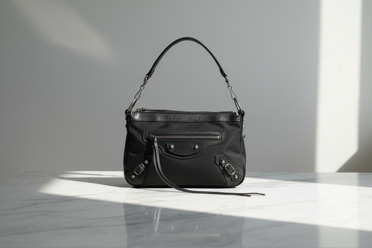 Balenciaga svart polyamid axelväska