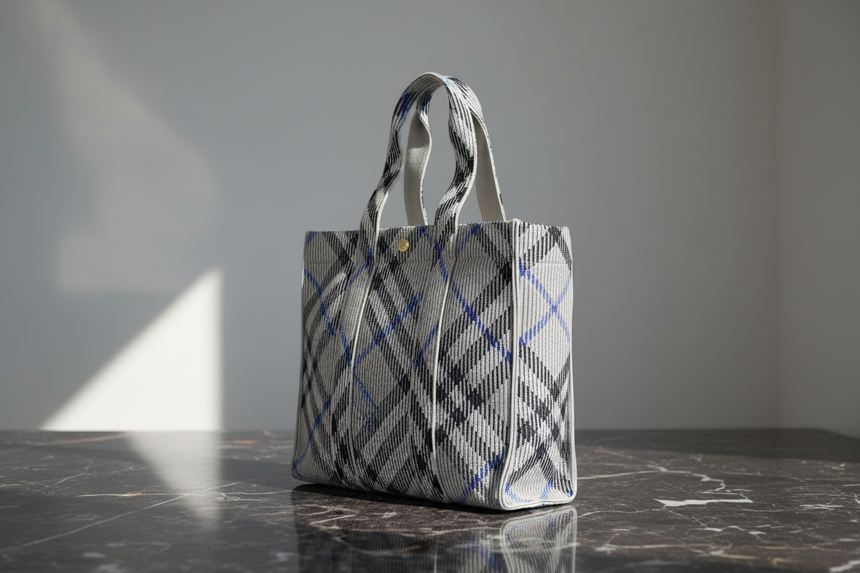 Burberry grå tyg axelväska