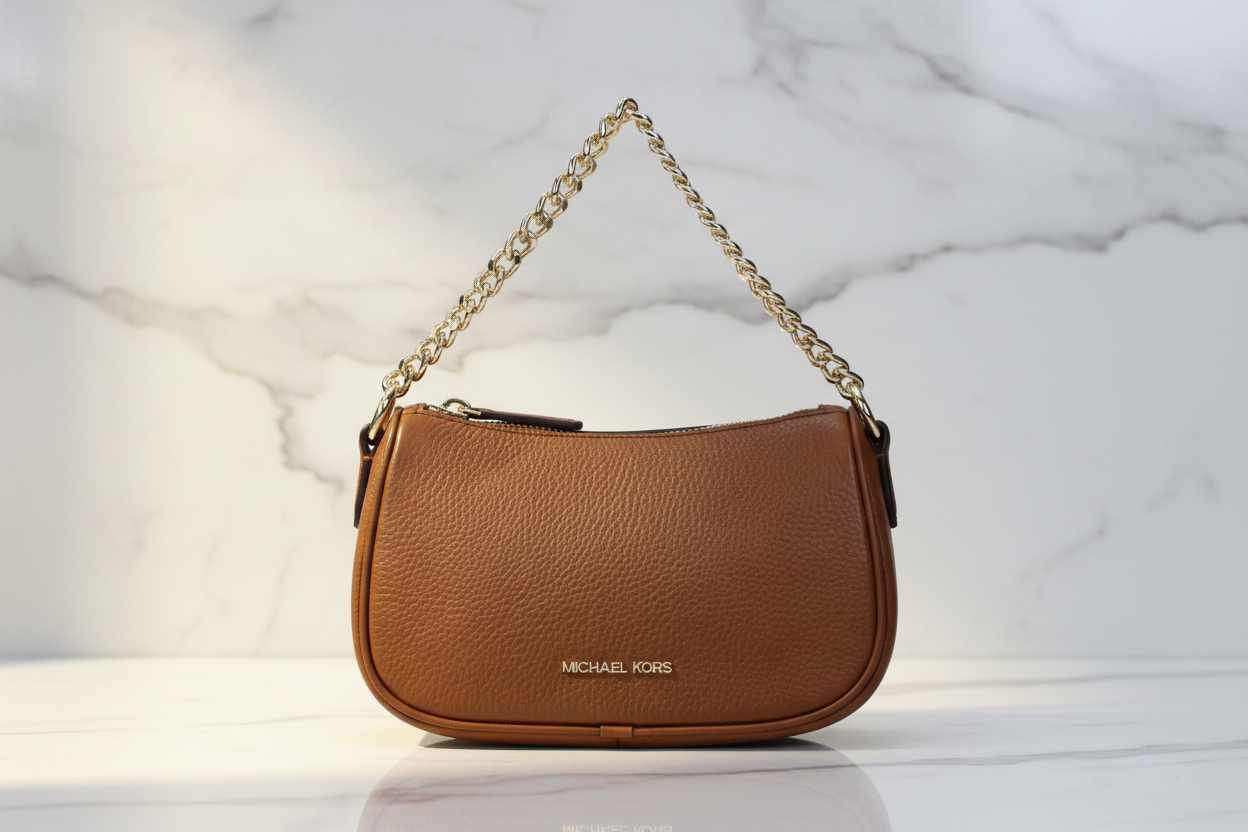 Michael Kors brun läderhandväska