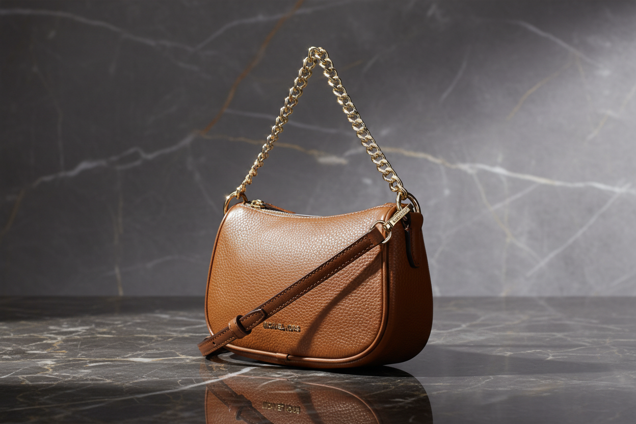 Michael Kors brun läderhandväska