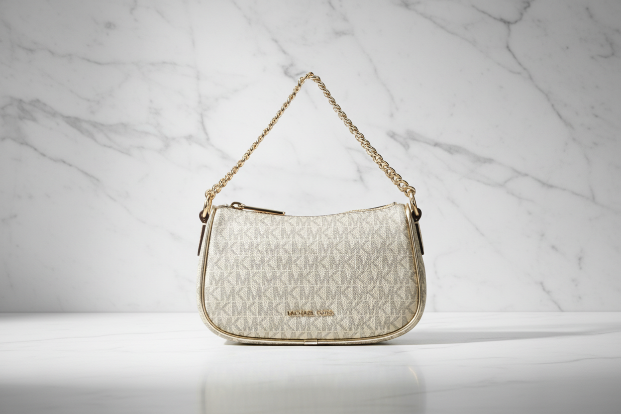 Michael Kors guldfärgad tygväska