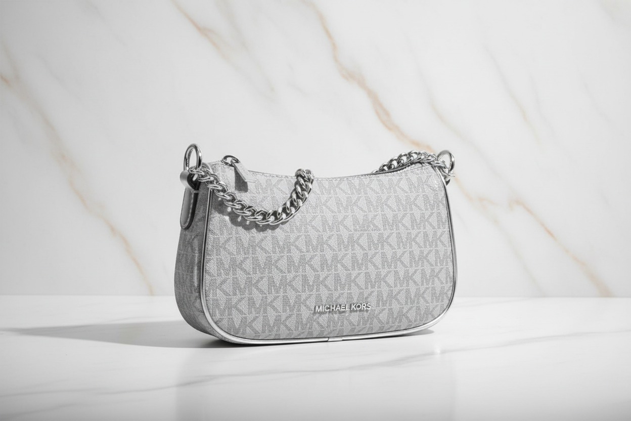 Michael Kors grå canvas axelväska