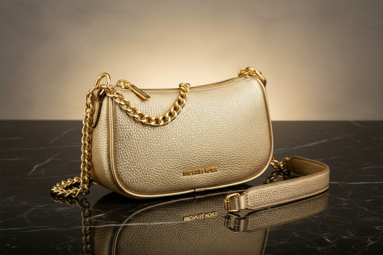 Michael Kors Guldfärgad Päls Axelväska