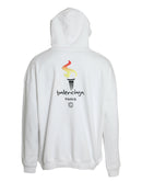 Balenciaga Vit Bomullslogotyp Hoodie Tröja
