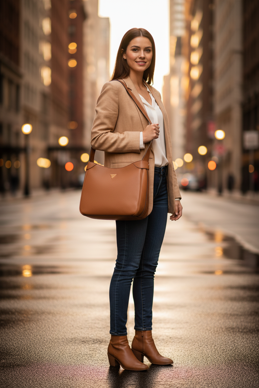 Guess Jeans Marrone Damhandväska