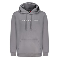 Tommy Hilfiger Grigio Cotton Herrtröja med huva och broderad ficka