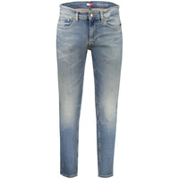 Tommy Hilfiger Blu Cotton Herr Slim Avsmalnande Jeans