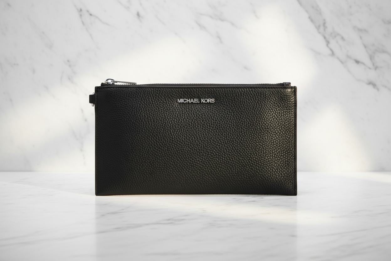 Michael Kors svart läderkuvertväska