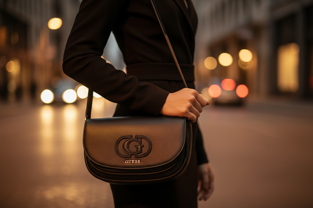 Guess Jeans svart polyeten damhandväska