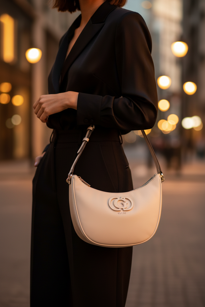 Guess Jeans Bianco Polyuretan Damhandväska