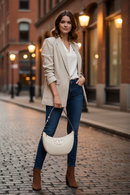 Guess Jeans Bianco Polyuretan Damhandväska