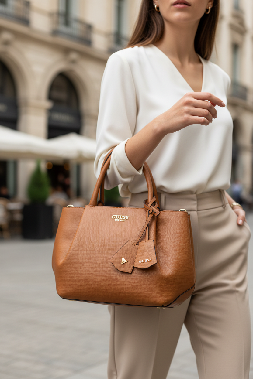 Guess Jeans Marrone Poliuretano Damhandväska