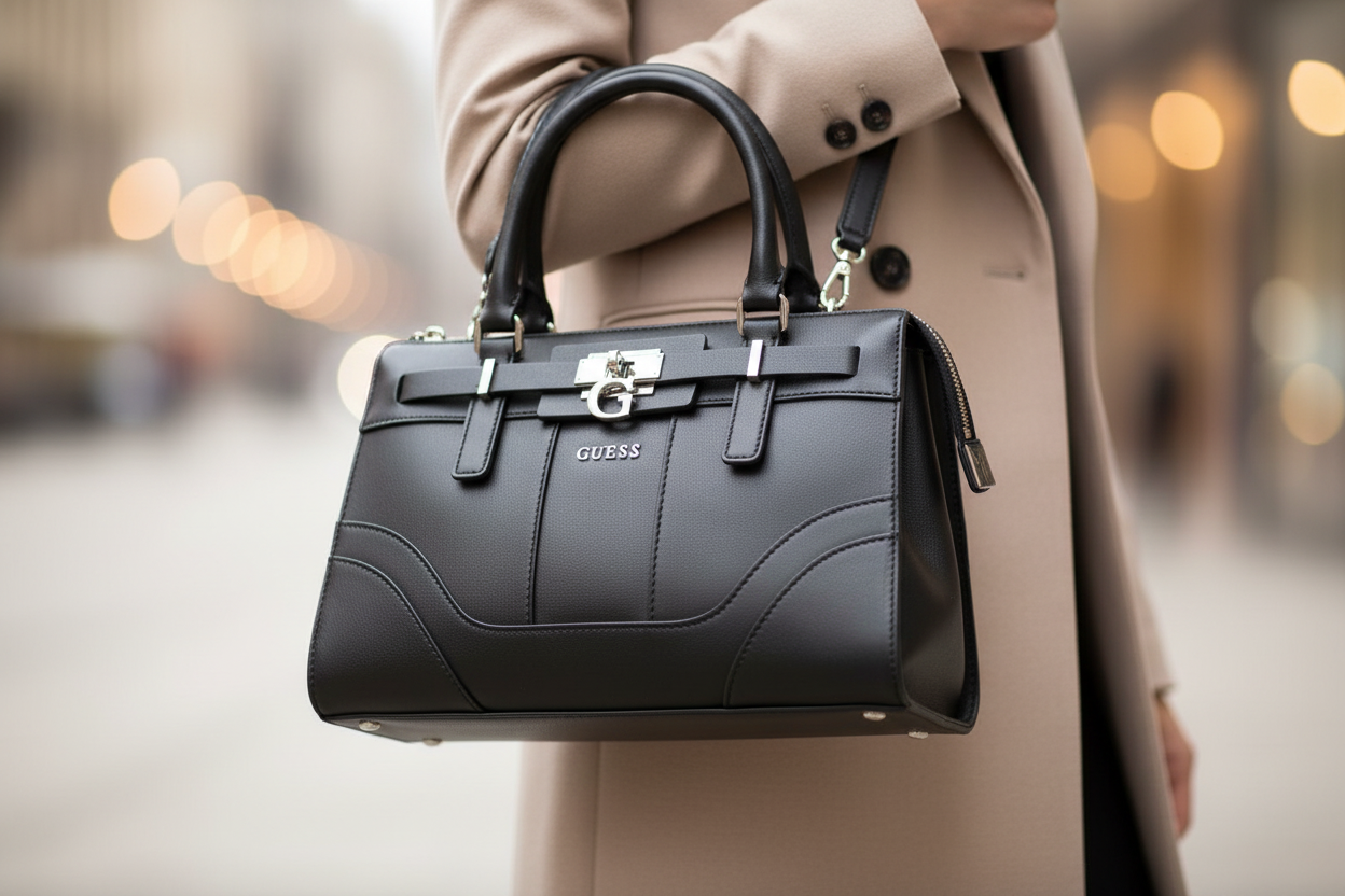 Guess Jeans svart polyuretan damhandväska