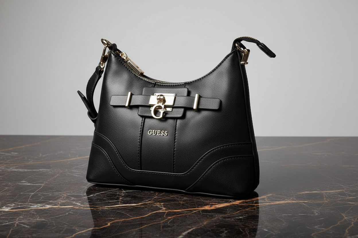 Guess Jeans svart polyuretan handväska för kvinnor