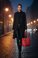 Michael Kors röd läderaxelväska