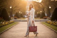 Michael Kors röd tygaxelväska