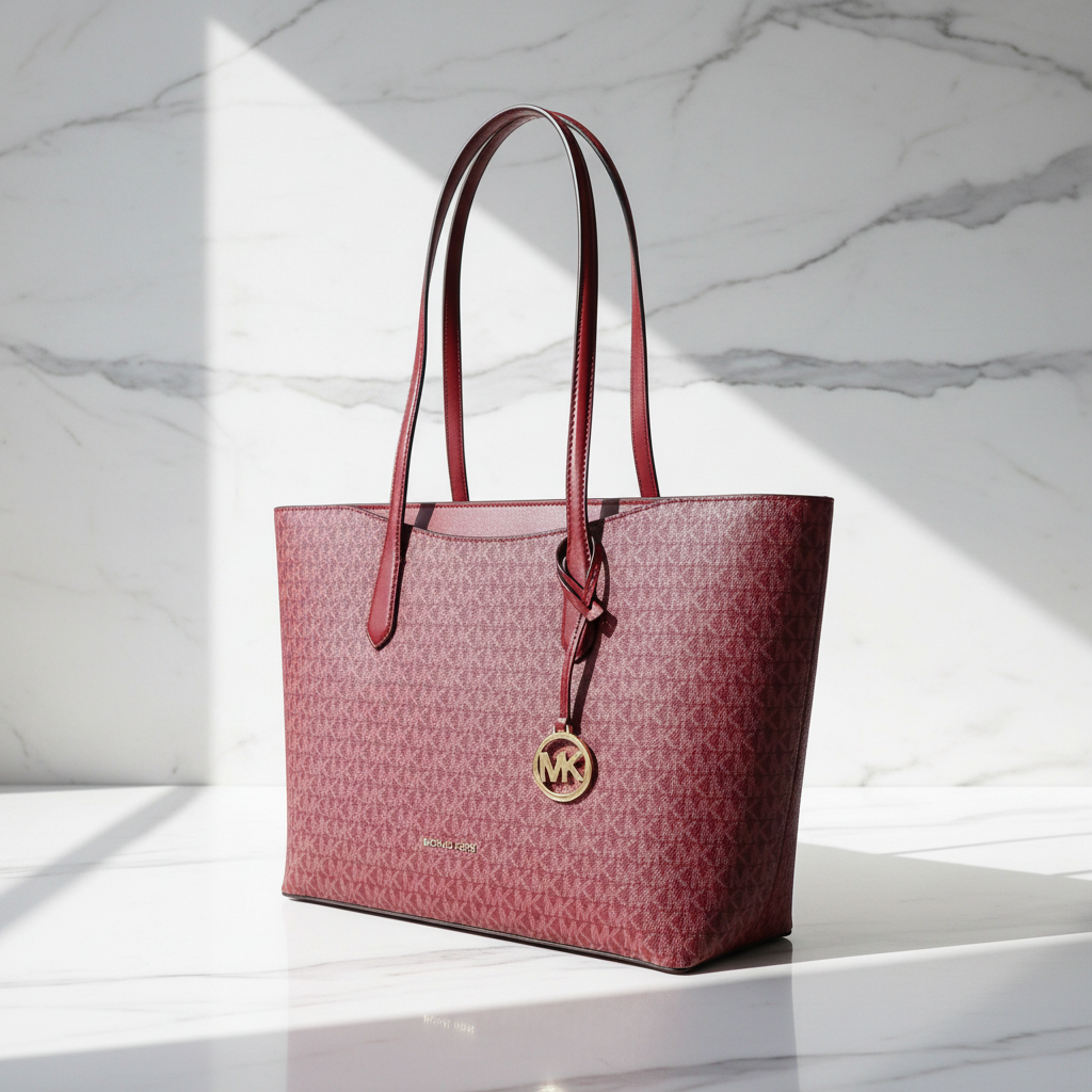 Michael Kors röd tygaxelväska