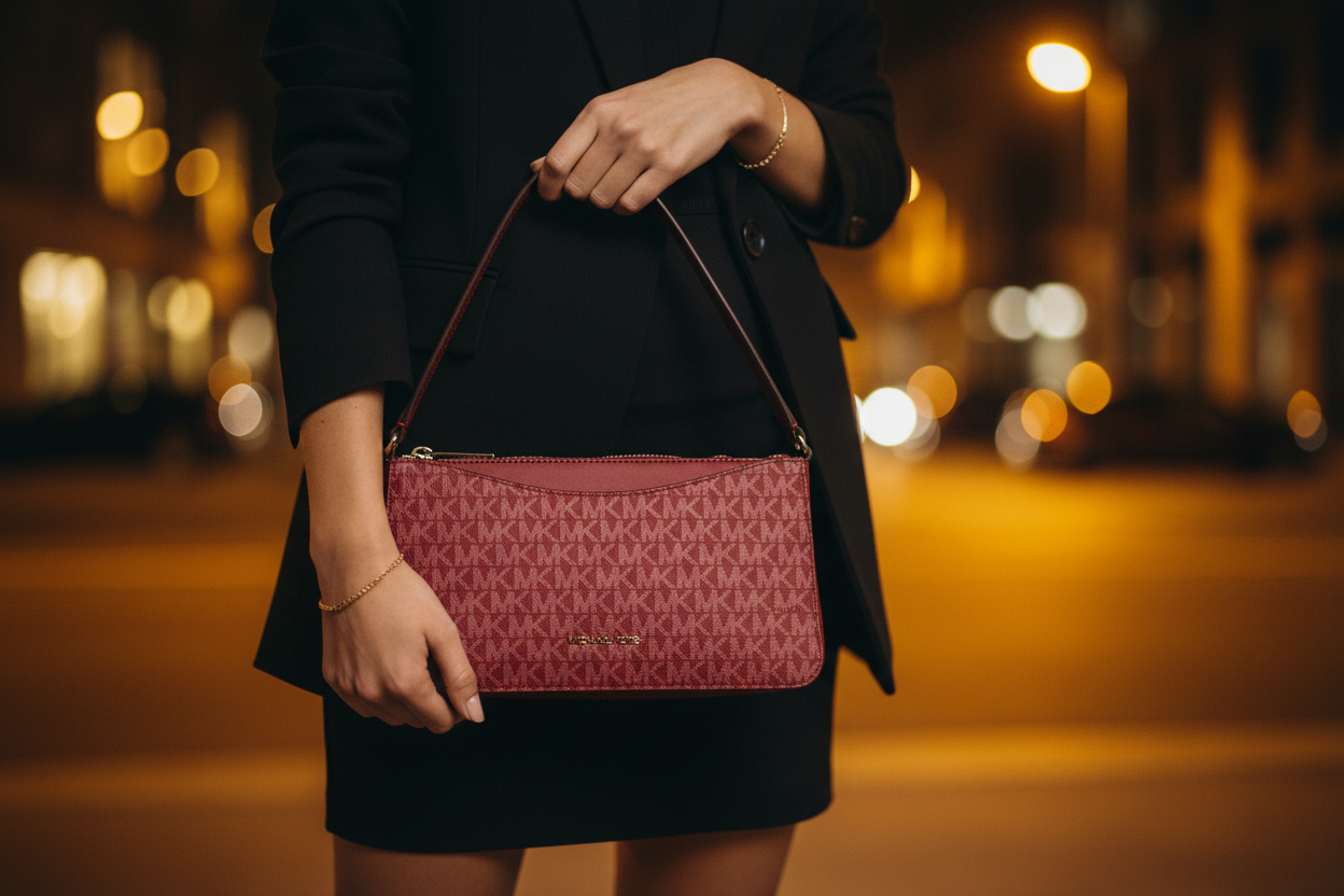 Michael Kors röd tyg axelväska